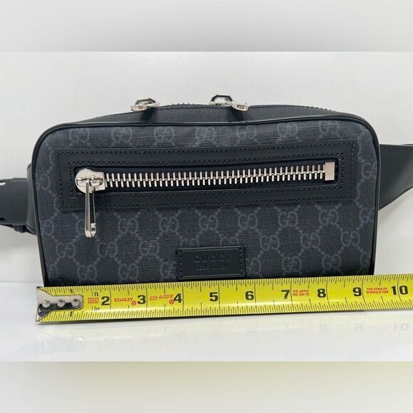 AUTHENTIC GUCCI GG SUPREME CANVAS BLACK BELT BAG FOR MEN Excellent Mint Cond - Picture 6 of 9